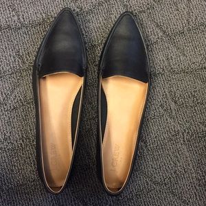 J crew black flats work shoes leather